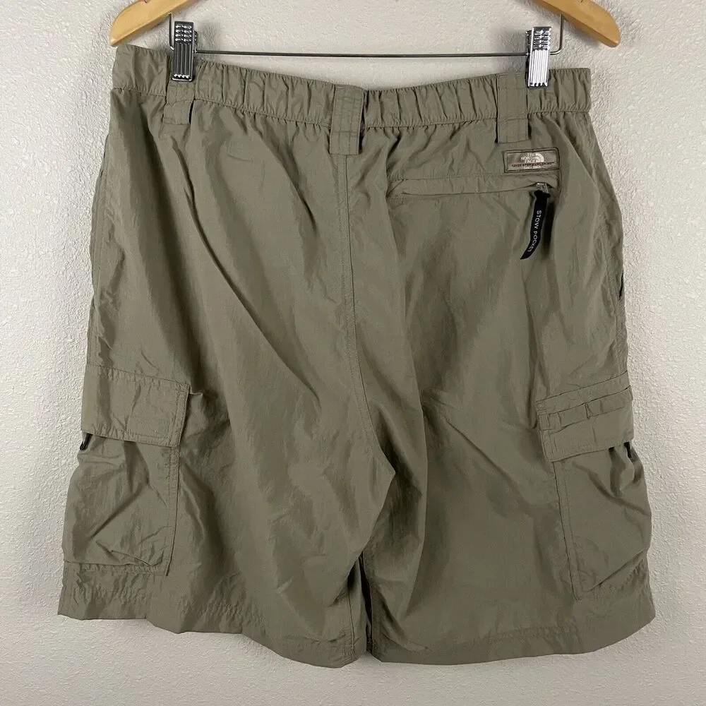 The North Face Mens L Tan Beige Khaki 100% Nylon Cargo Short Hiking Gorp